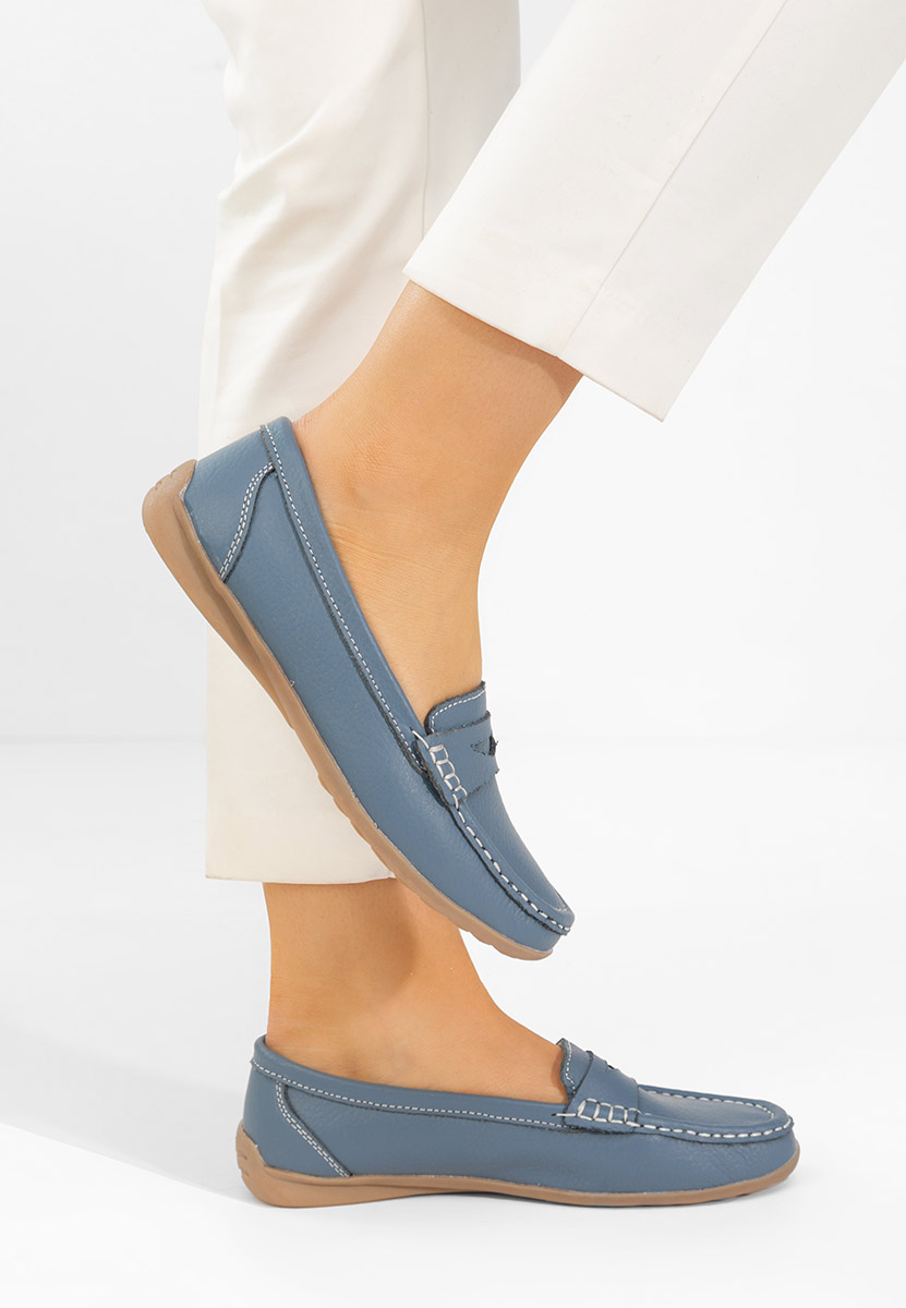 Cheria kék bőr mokaszin női