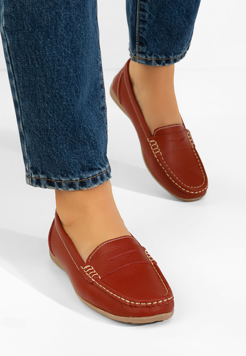 Cheria piros bőr mokaszin női