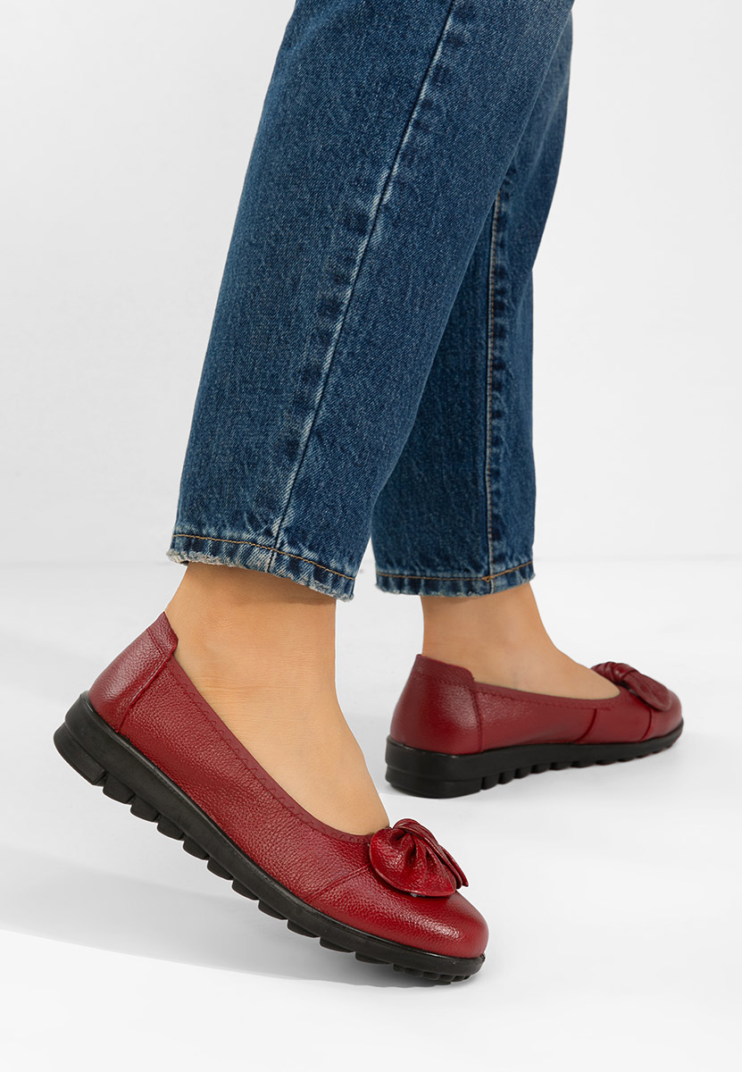 Giuliena borvörös bőr balerina