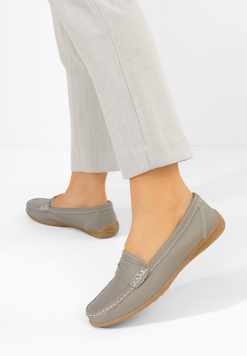 Cheria szürke bőr mokaszin női