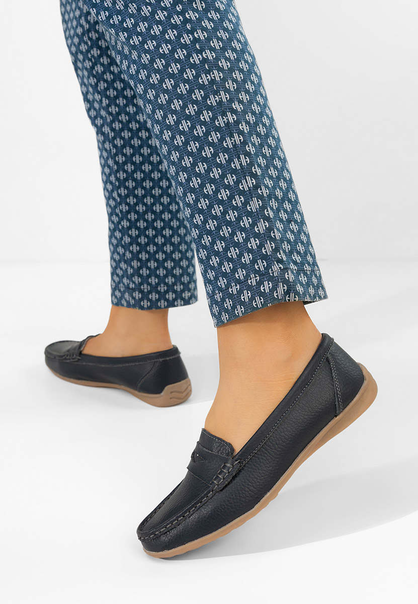 Cheria tengerészkék bőr mokaszin női