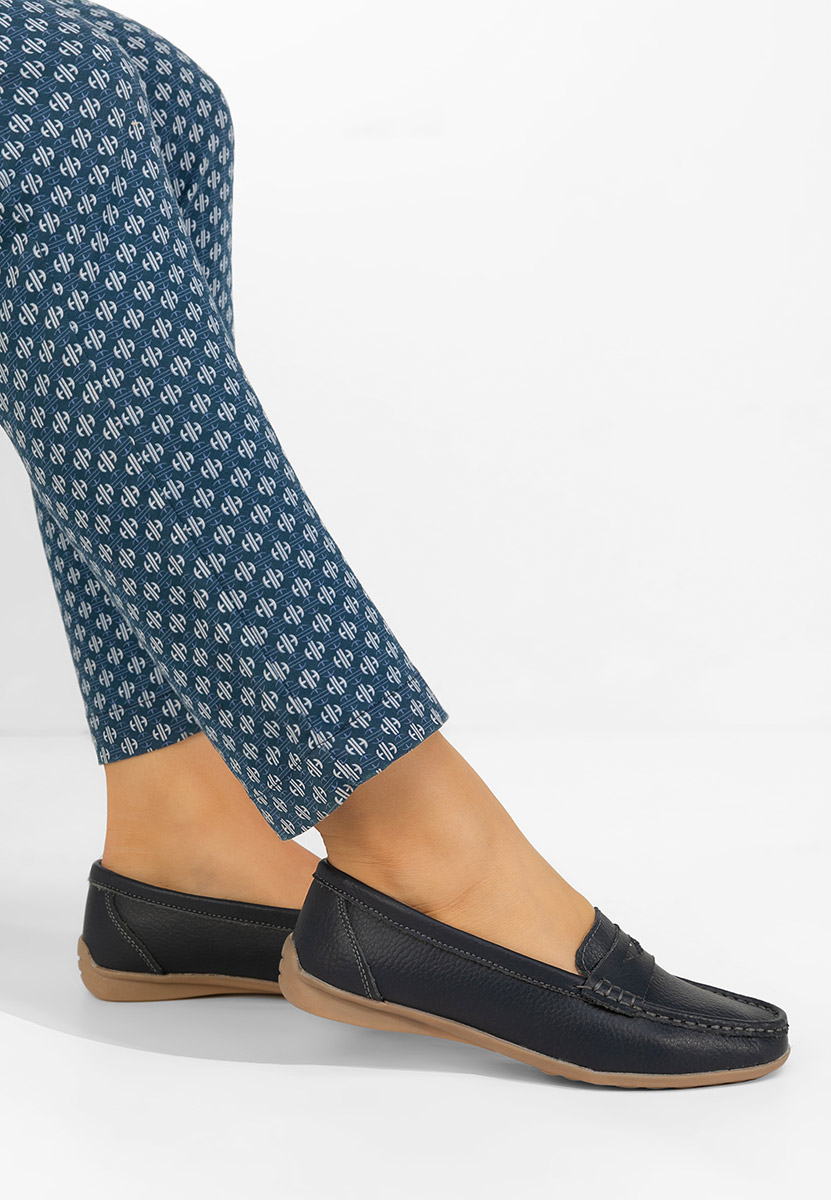 Cheria tengerészkék bőr mokaszin női