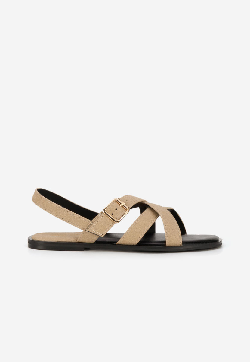 Anissea khaki lapos talpú szandál
