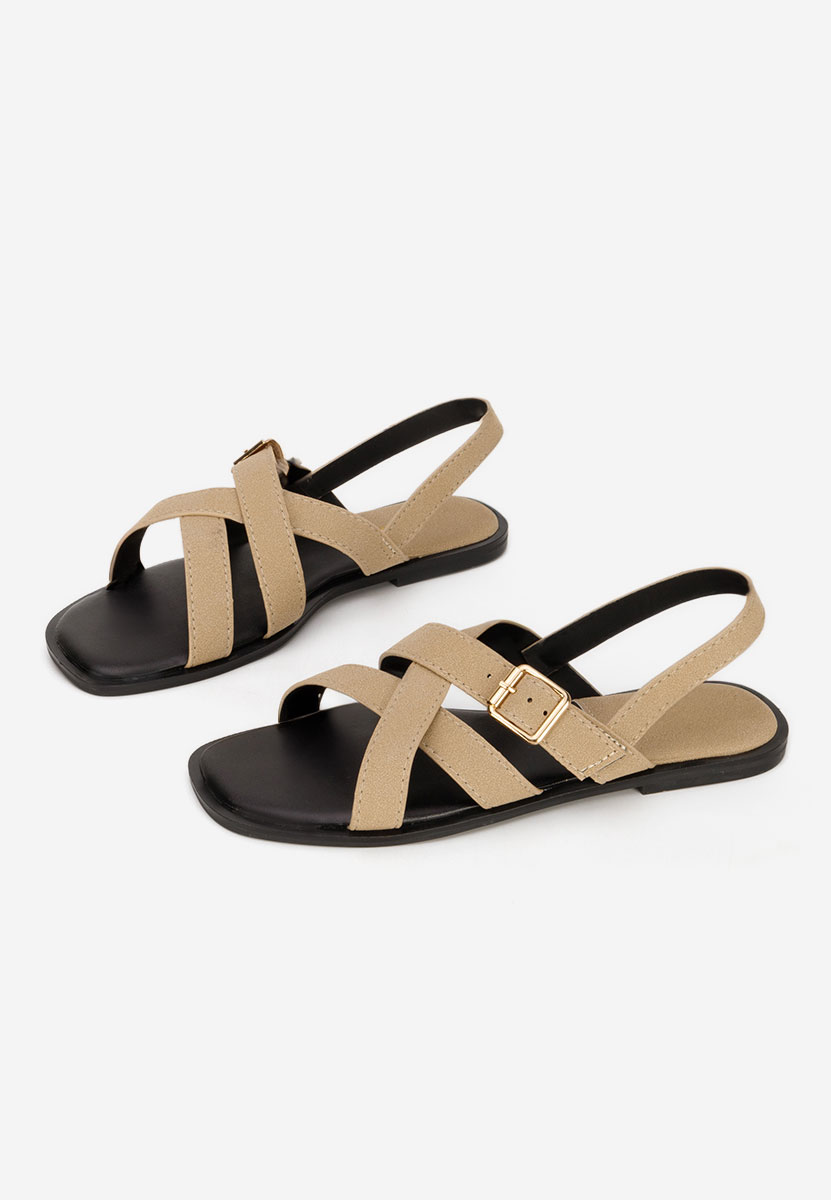 Anissea khaki lapos talpú szandál