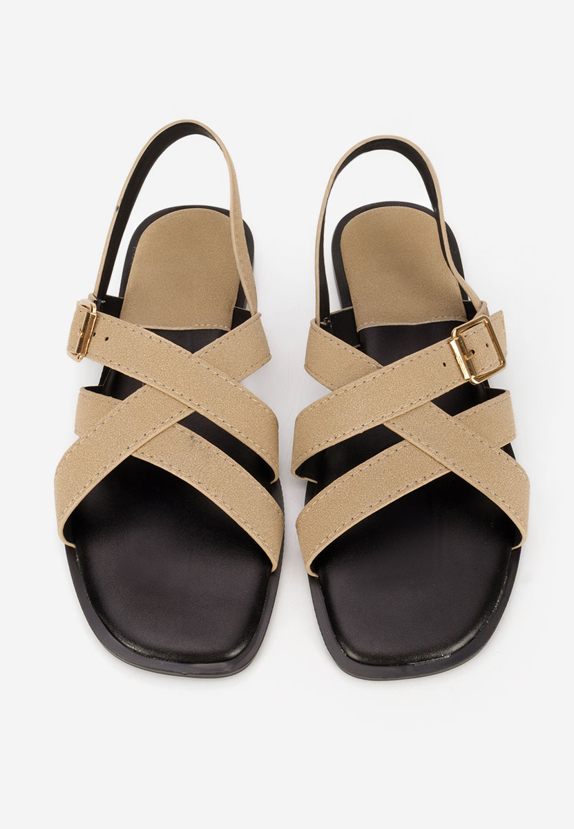 Anissea khaki lapos talpú szandál