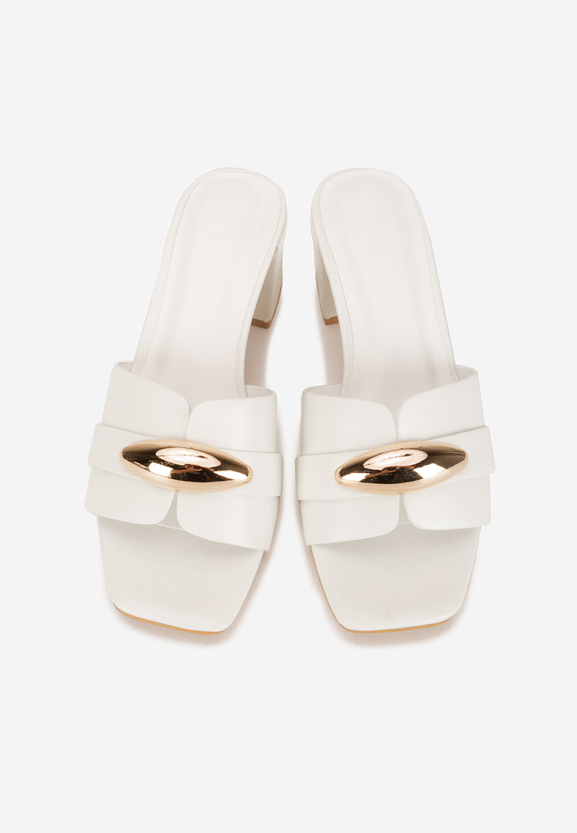 Siminea fehér magassarkú papucs