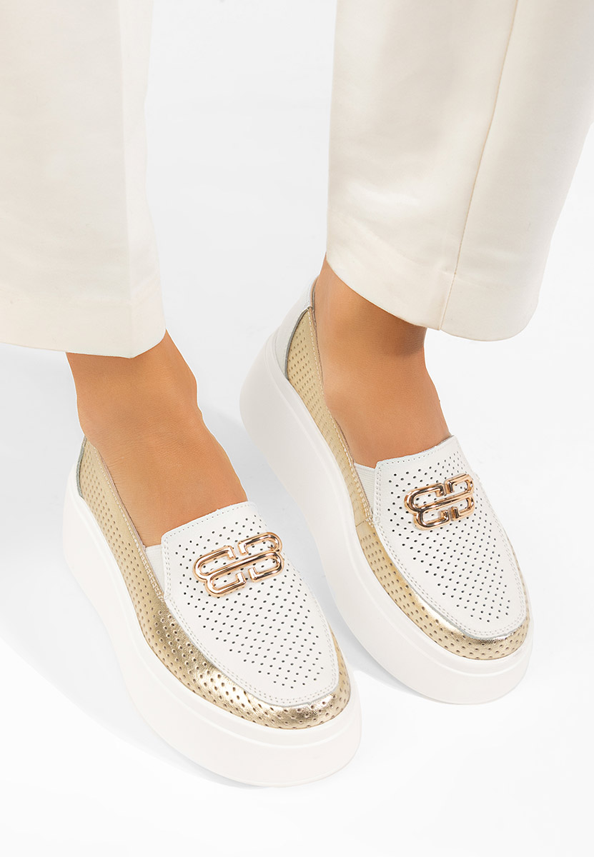 Brinleya fehér bőr mokaszin női