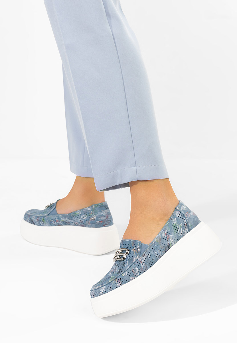 Brinleya kék bőr mokaszin női