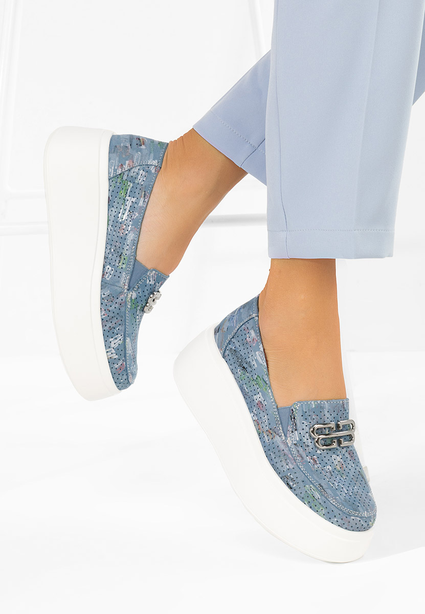 Brinleya kék bőr mokaszin női