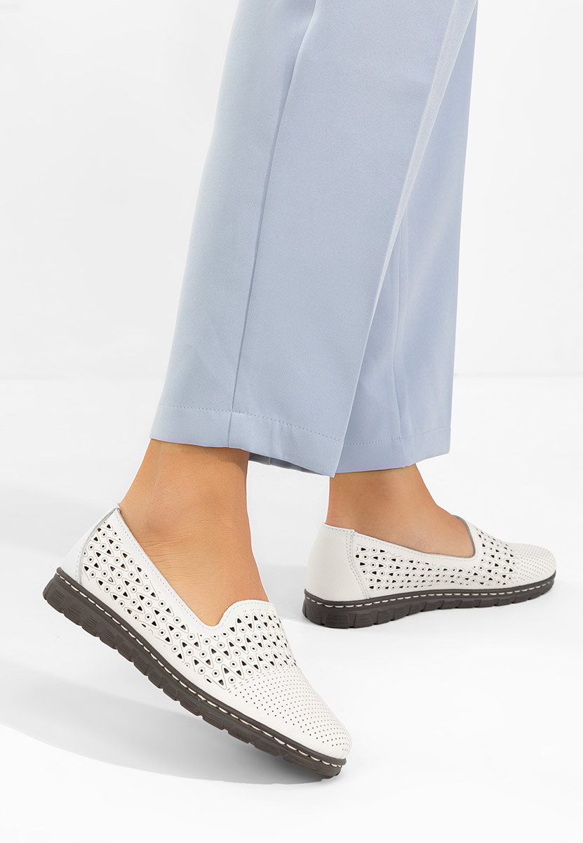 Kerensa fehér bőr balerina cipő