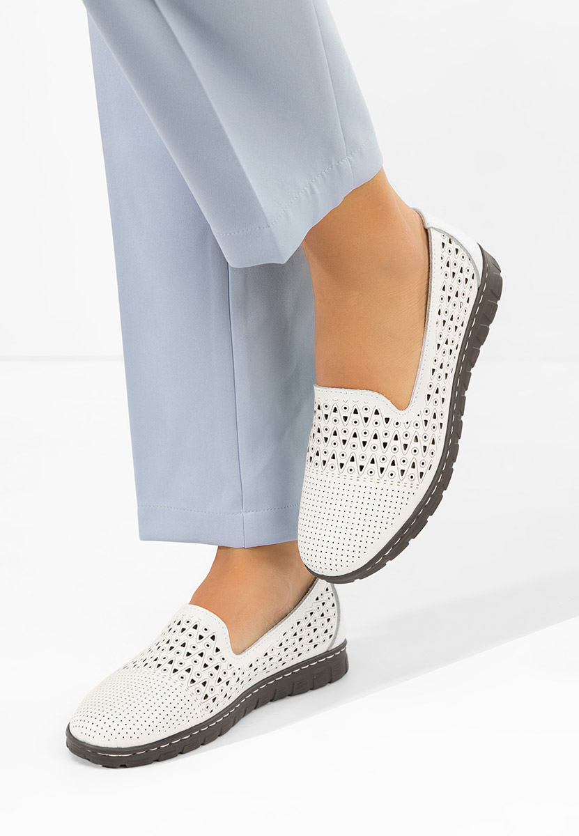 Kerensa fehér bőr balerina cipő