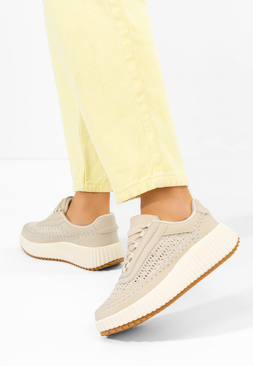 Jessya v2 bézs női bőr sneaker