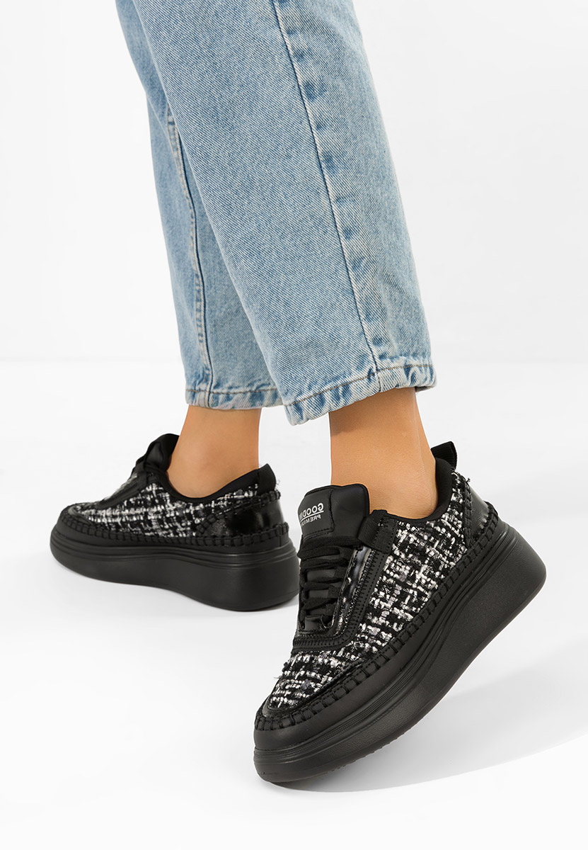 Elvia fekete női bőr sneaker