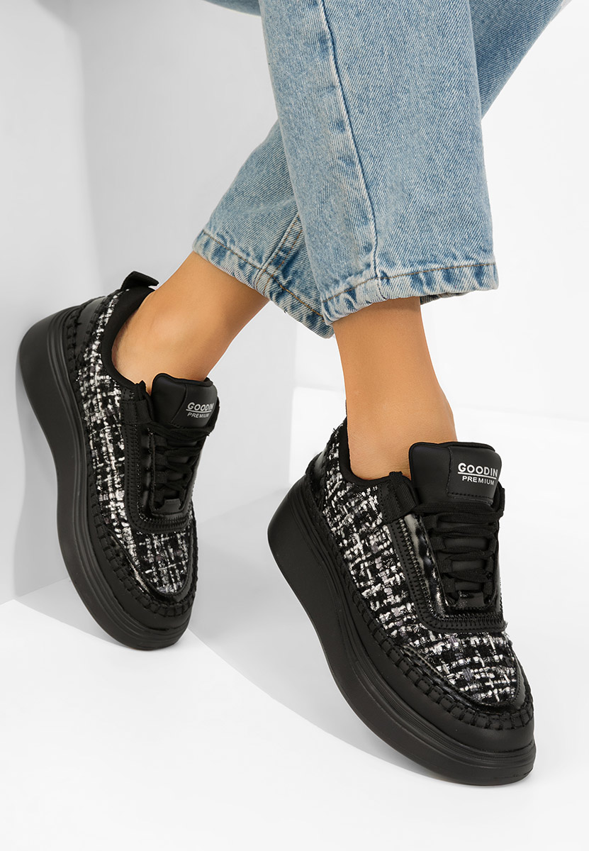 Elvia fekete női bőr sneaker