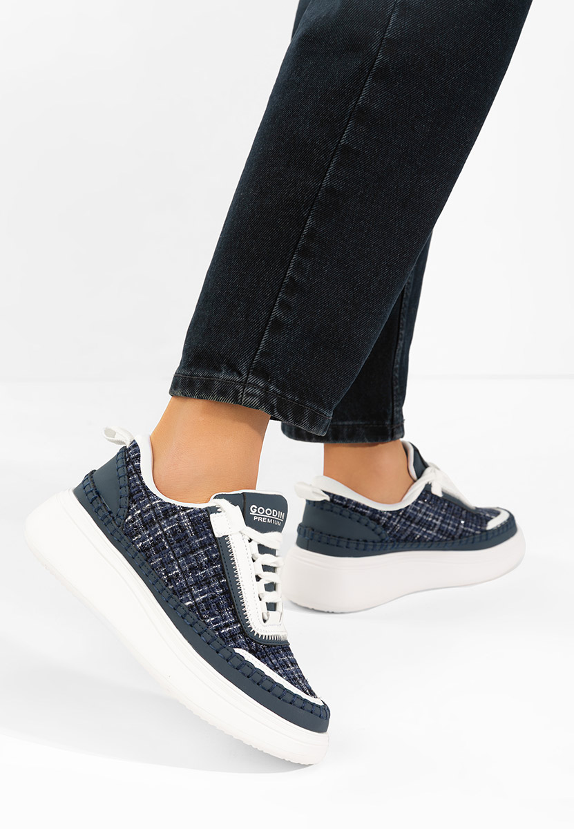 Elvia tengerészkék női bőr sneaker