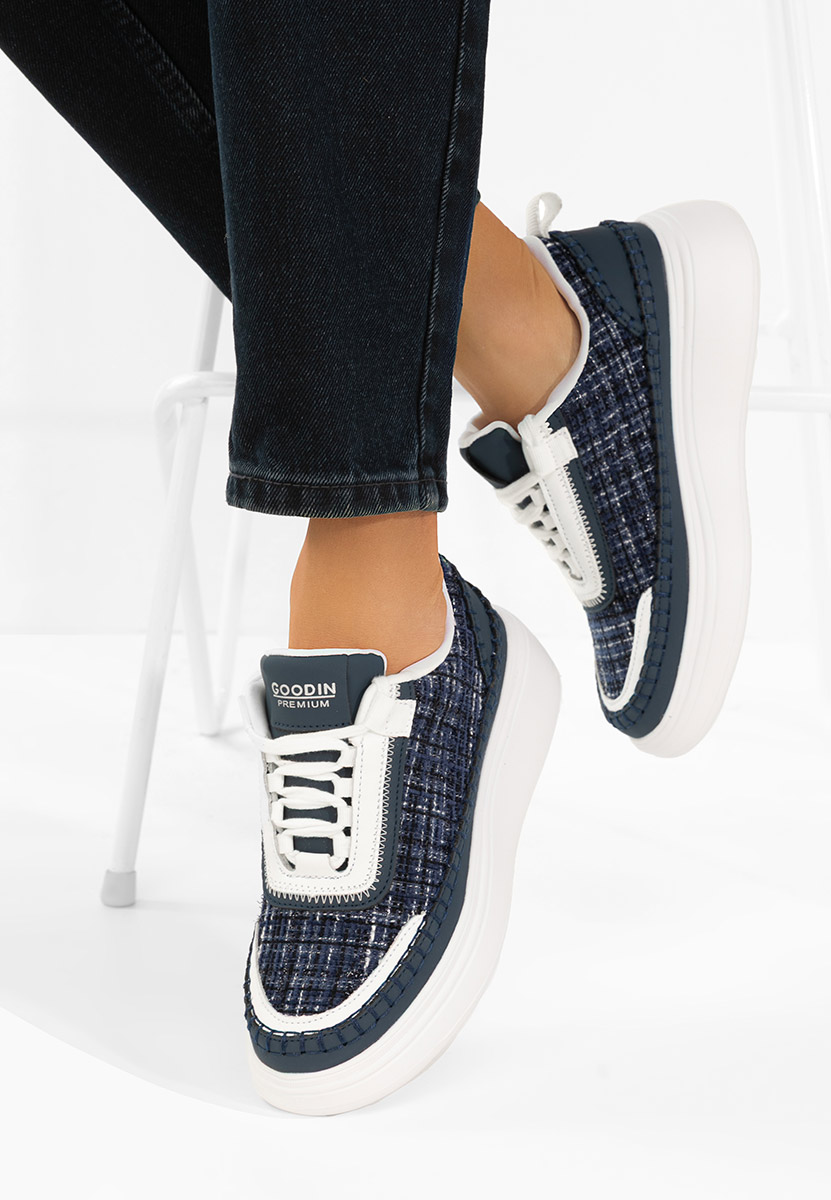 Elvia tengerészkék női bőr sneaker