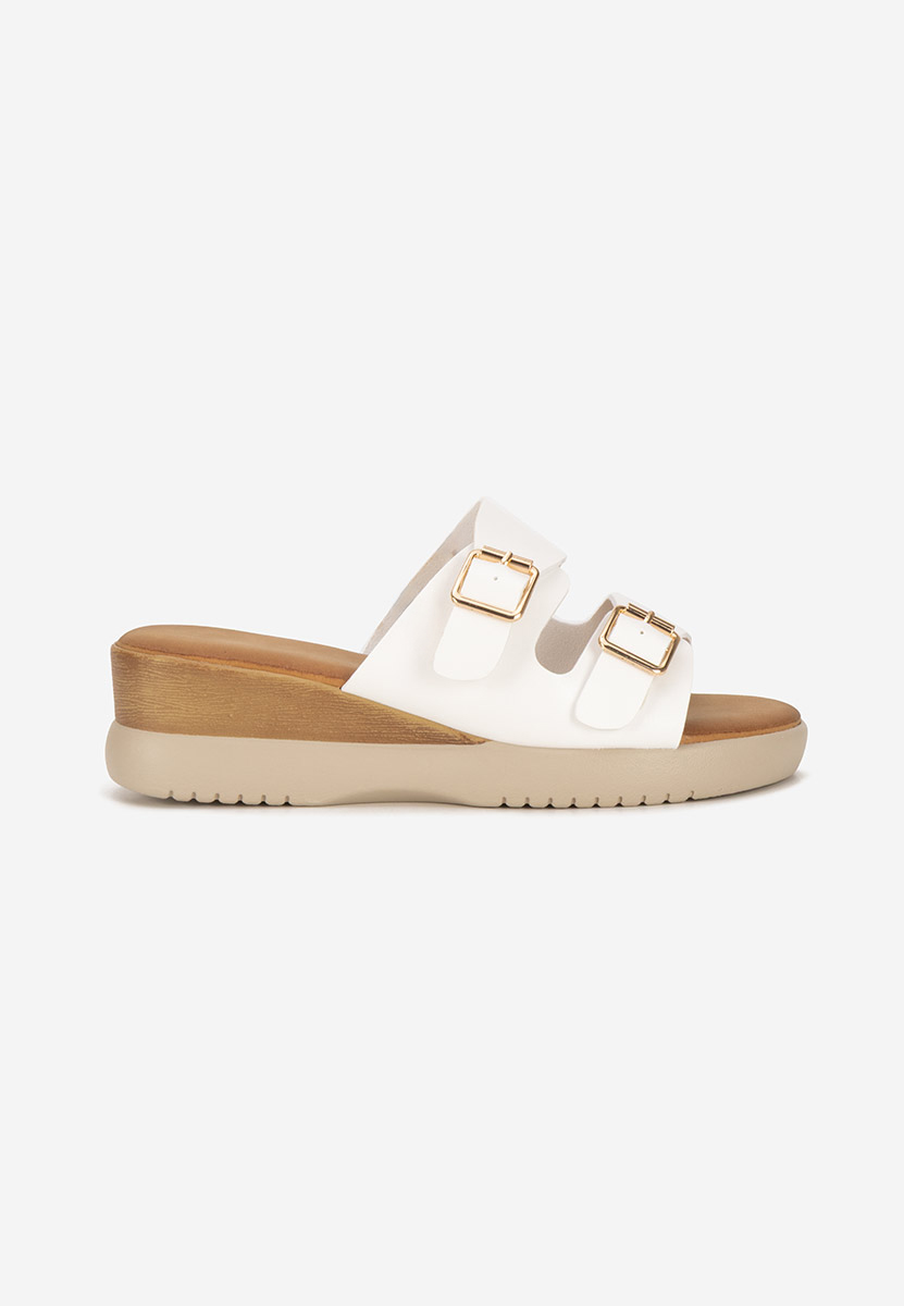 Hortensia fehér telitalpú platform papucs