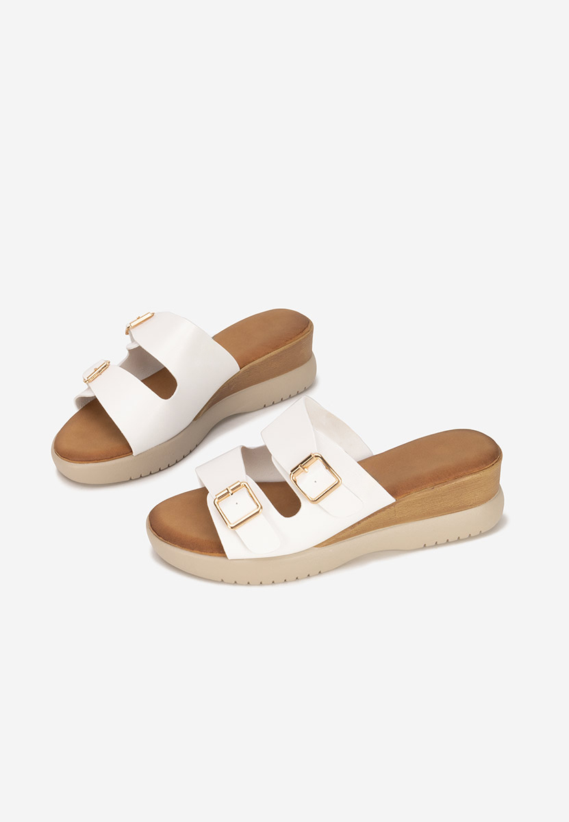 Hortensia fehér telitalpú platform papucs