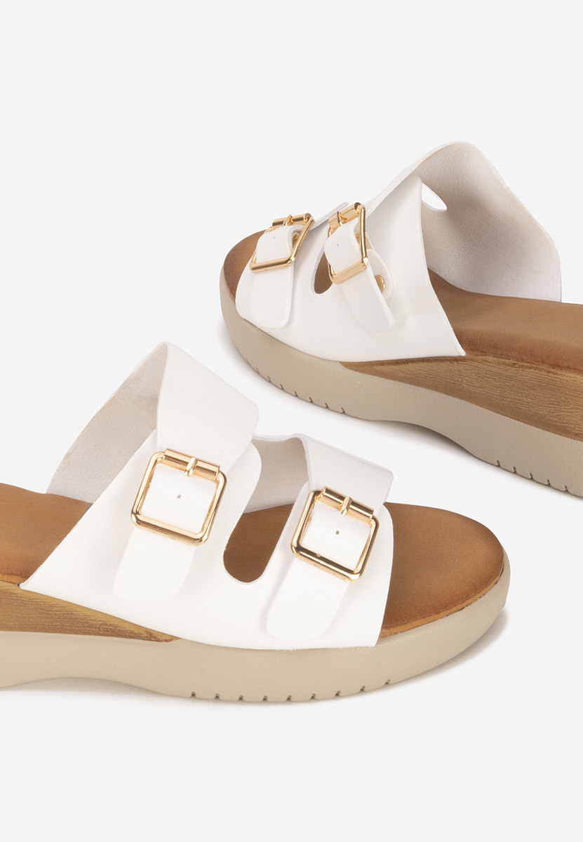 Hortensia fehér telitalpú platform papucs