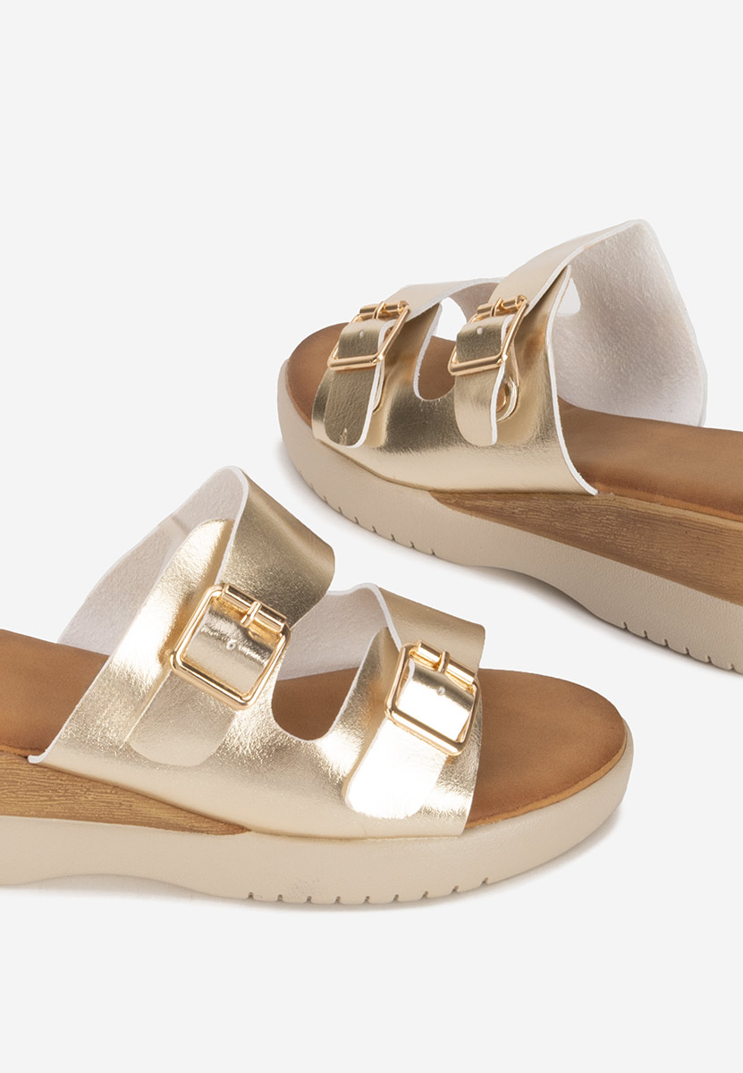 Hortensia aranyszínü telitalpú platform papucs
