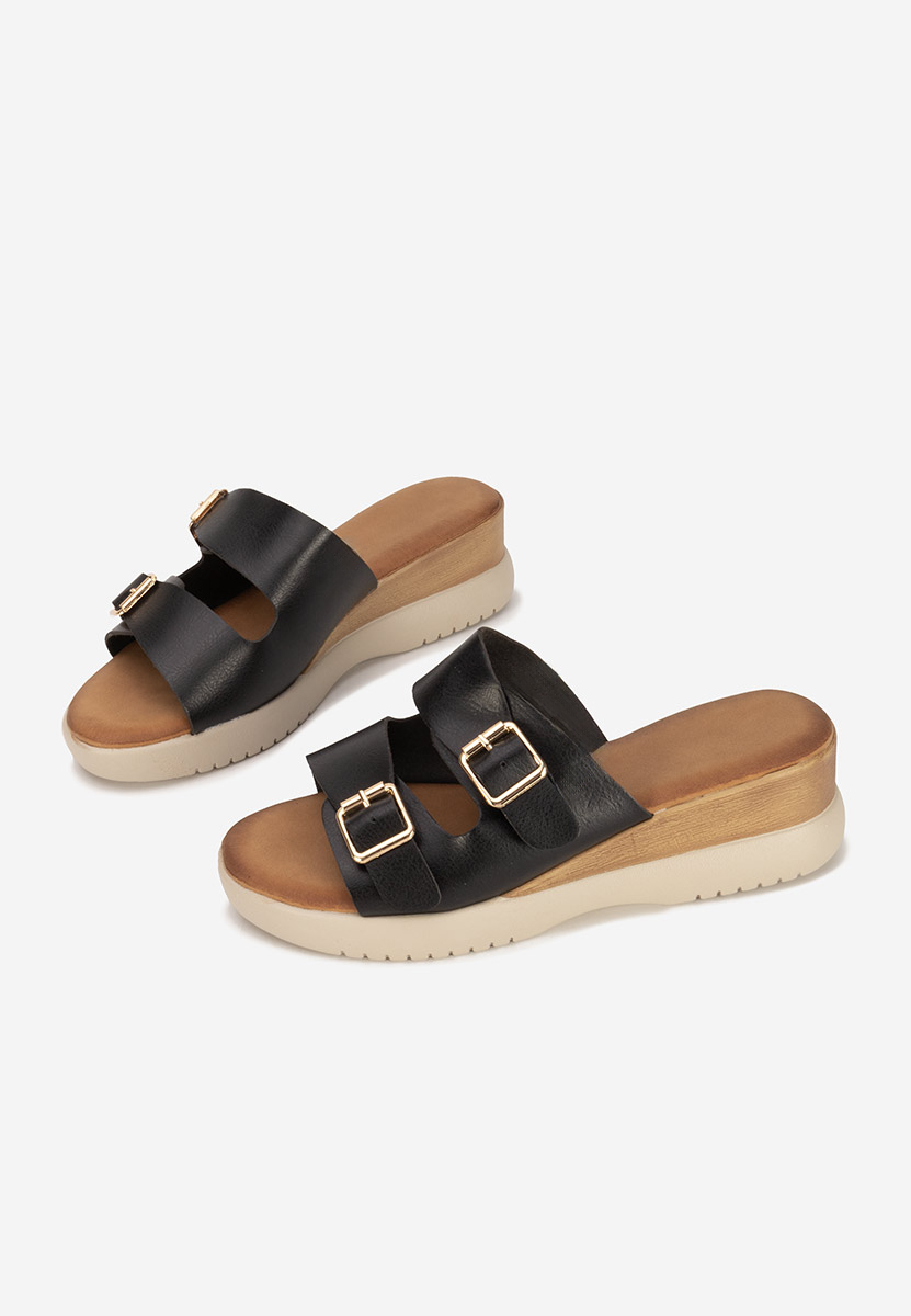 Hortensia fekete telitalpú platform papucs
