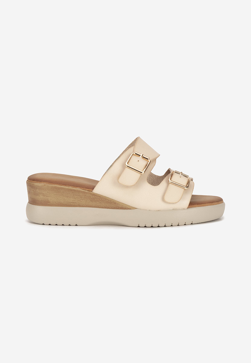 Hortensia bézs telitalpú platform papucs