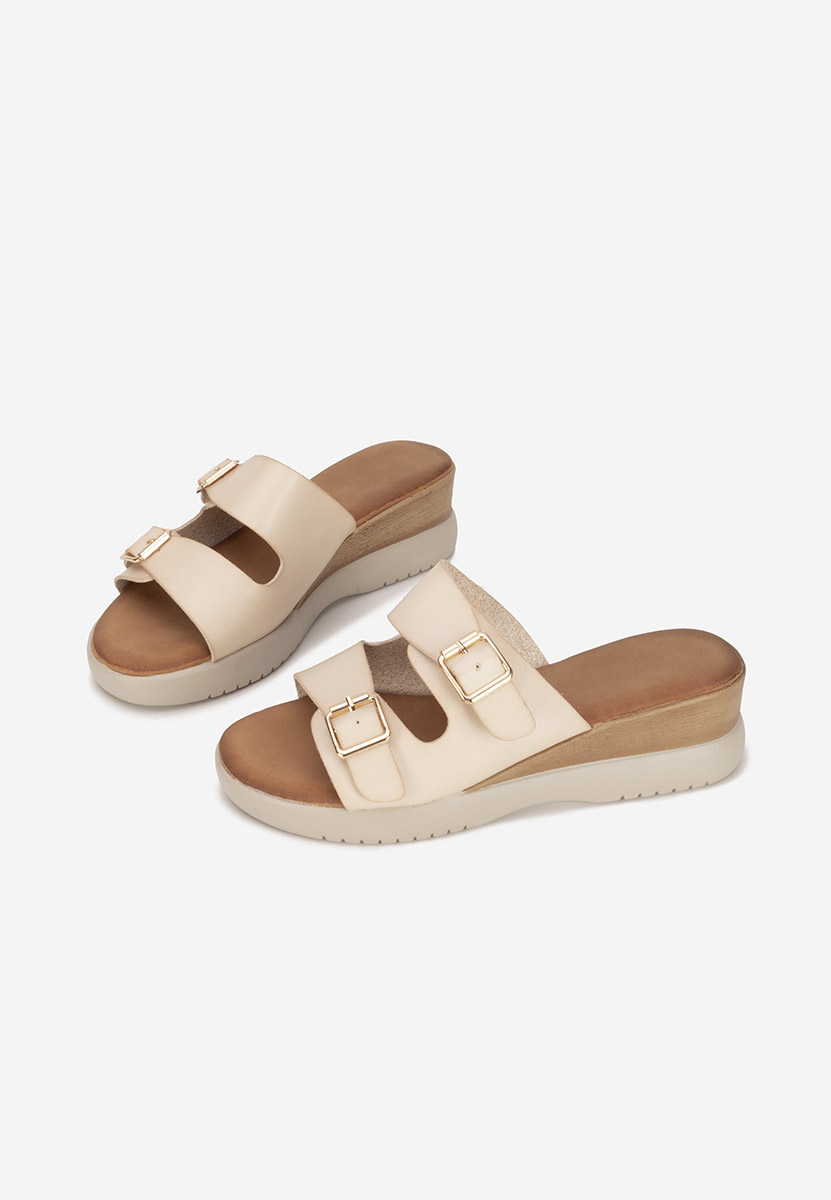 Hortensia bézs telitalpú platform papucs