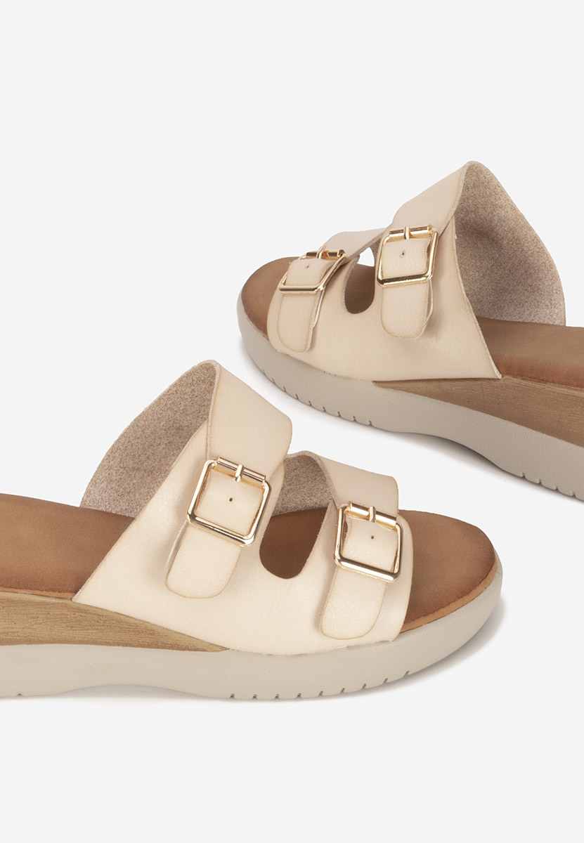 Hortensia bézs telitalpú platform papucs