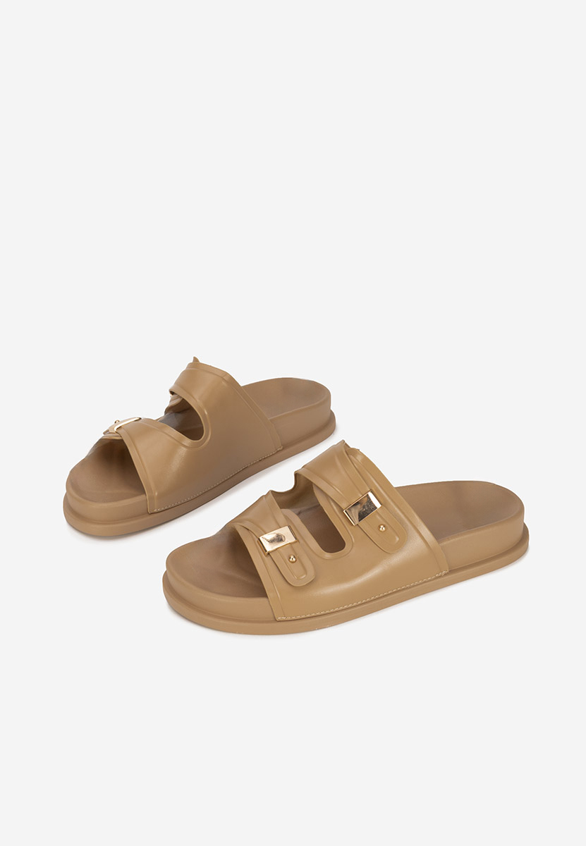 Carmenta khaki telitalpú platform papucs