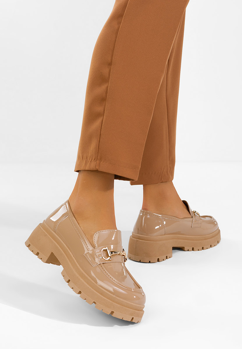 Elvilia khaki női lakk mokaszin