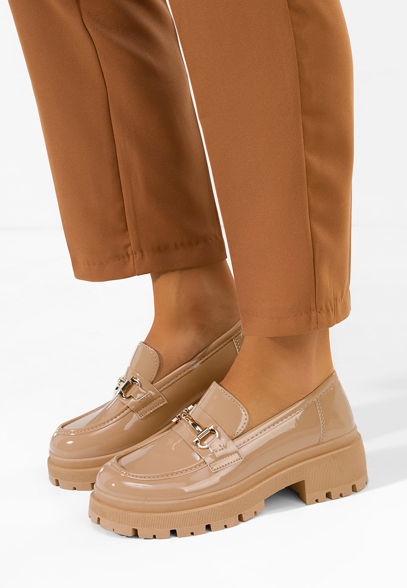 Elvilia khaki női lakk mokaszin