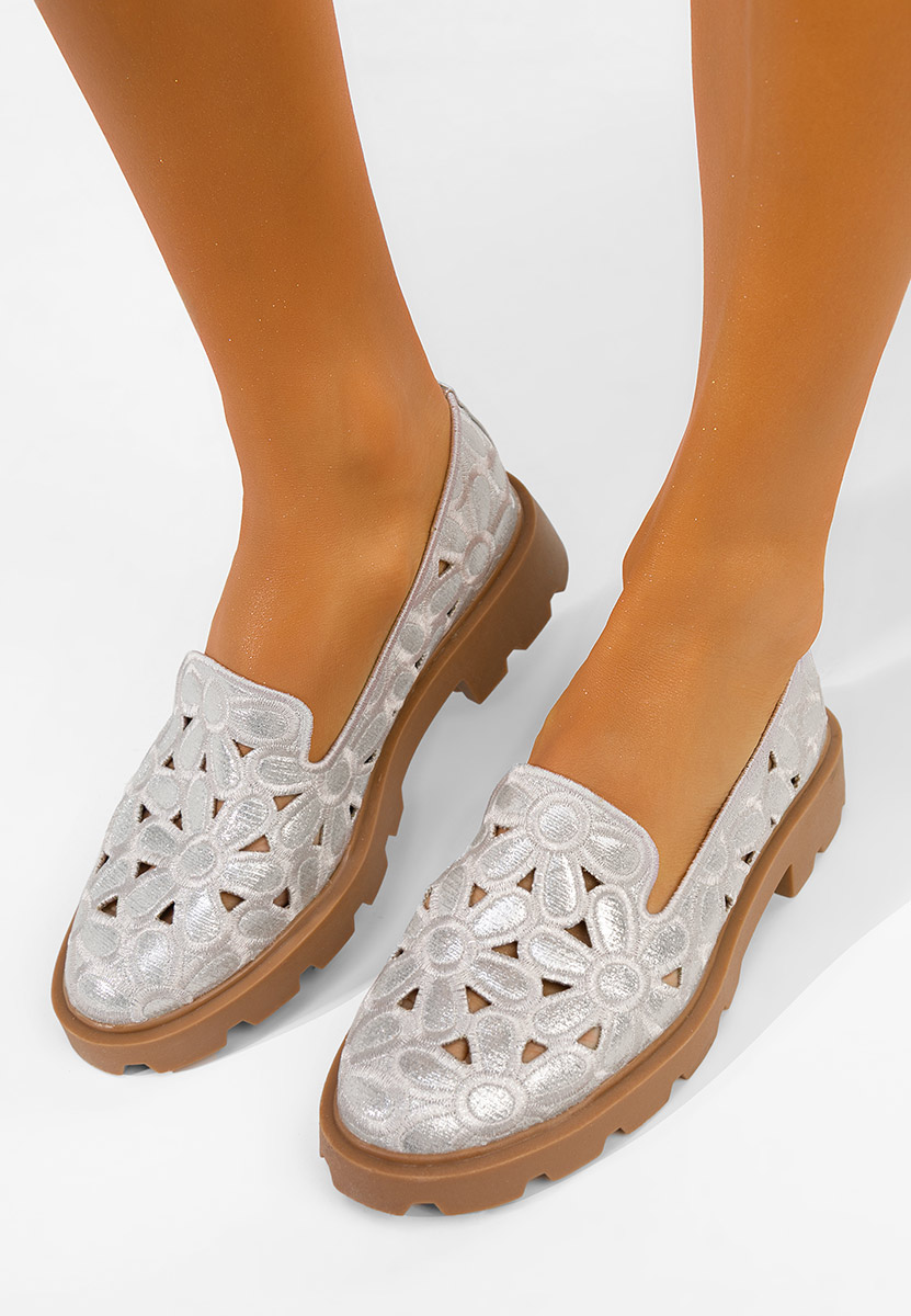 Sorika ezüst fűzős női cipő