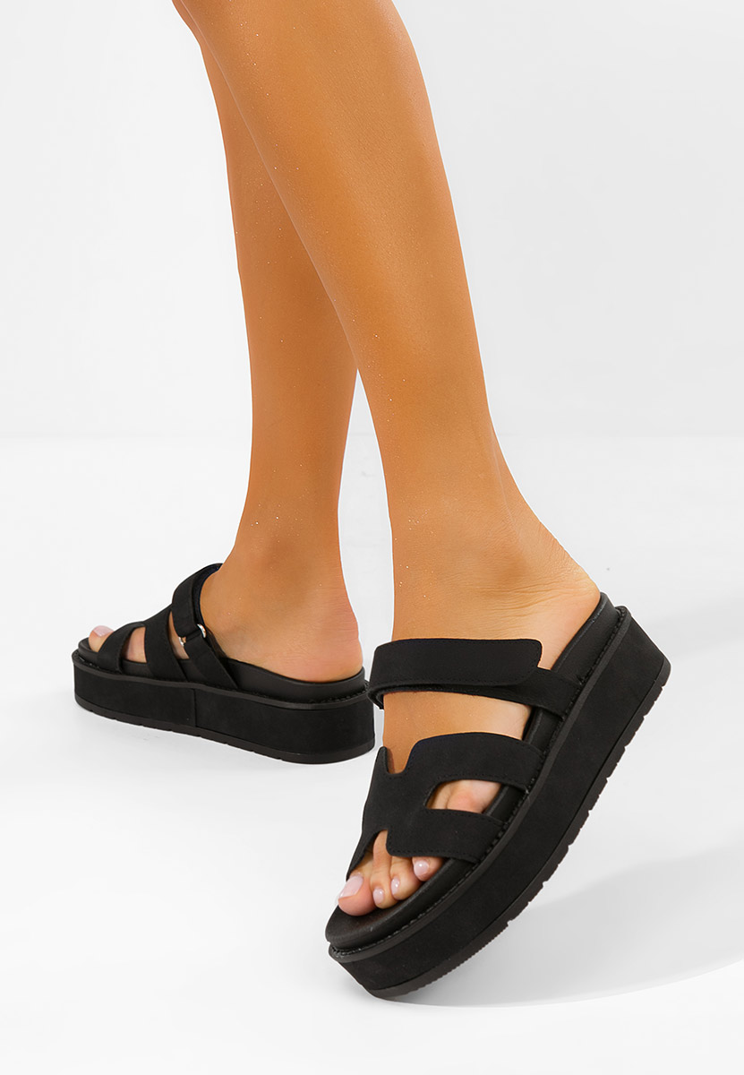 Versilia fekete telitalpú platform papucs