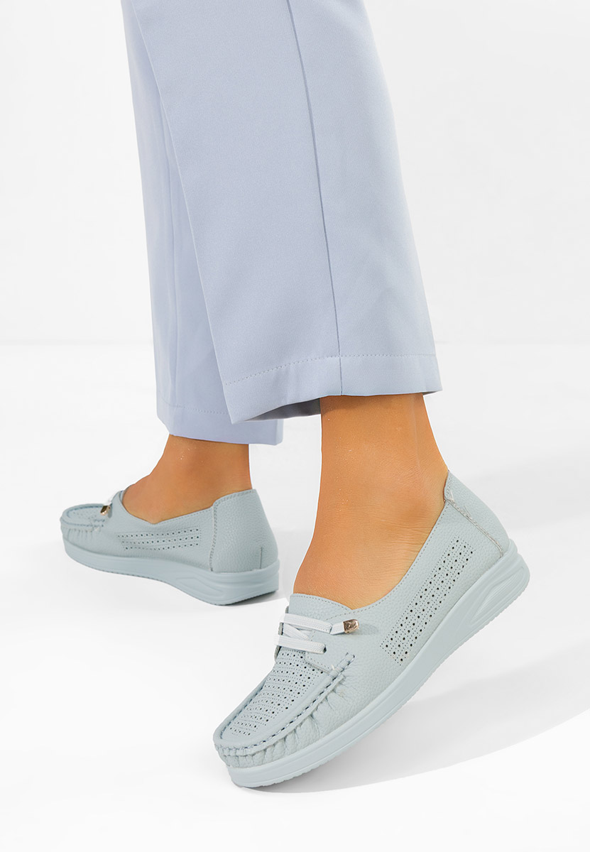 Samiera kék női mokaszin fűzős