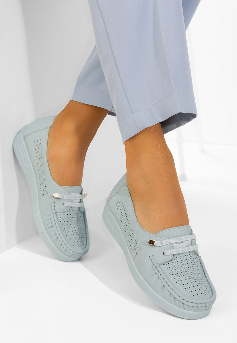 Samiera kék női mokaszin fűzős