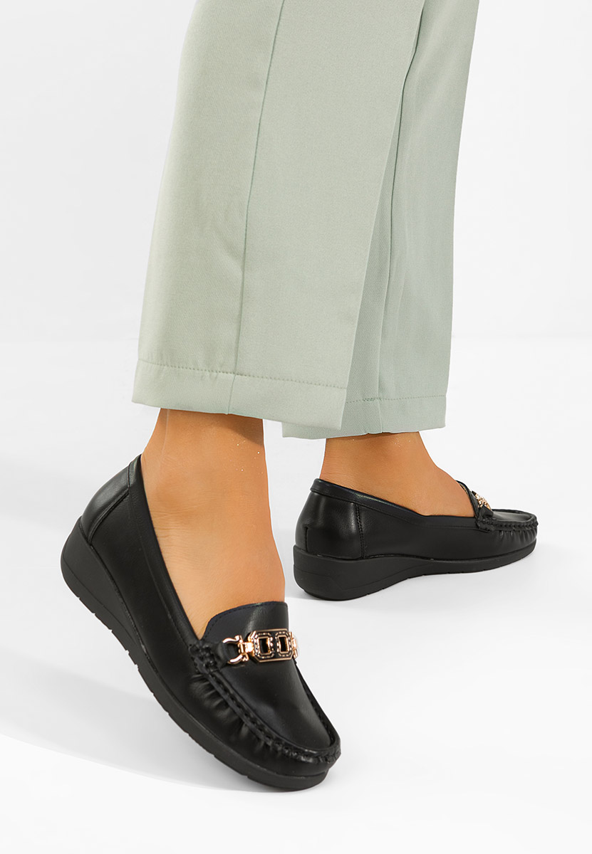 Varalia fekete női mokaszin