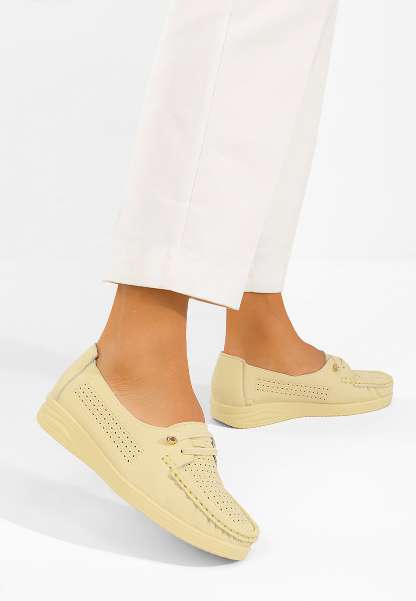 Samiera sárga női mokaszin fűzős