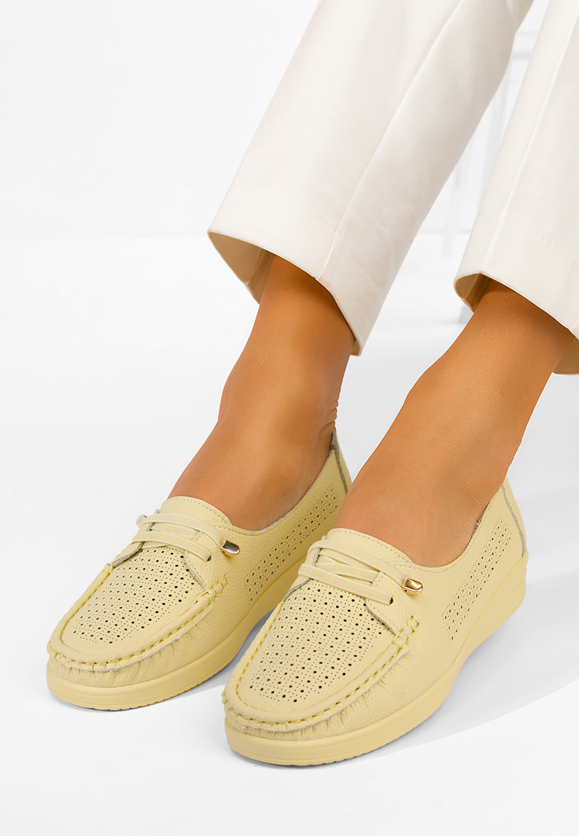 Samiera sárga női mokaszin fűzős