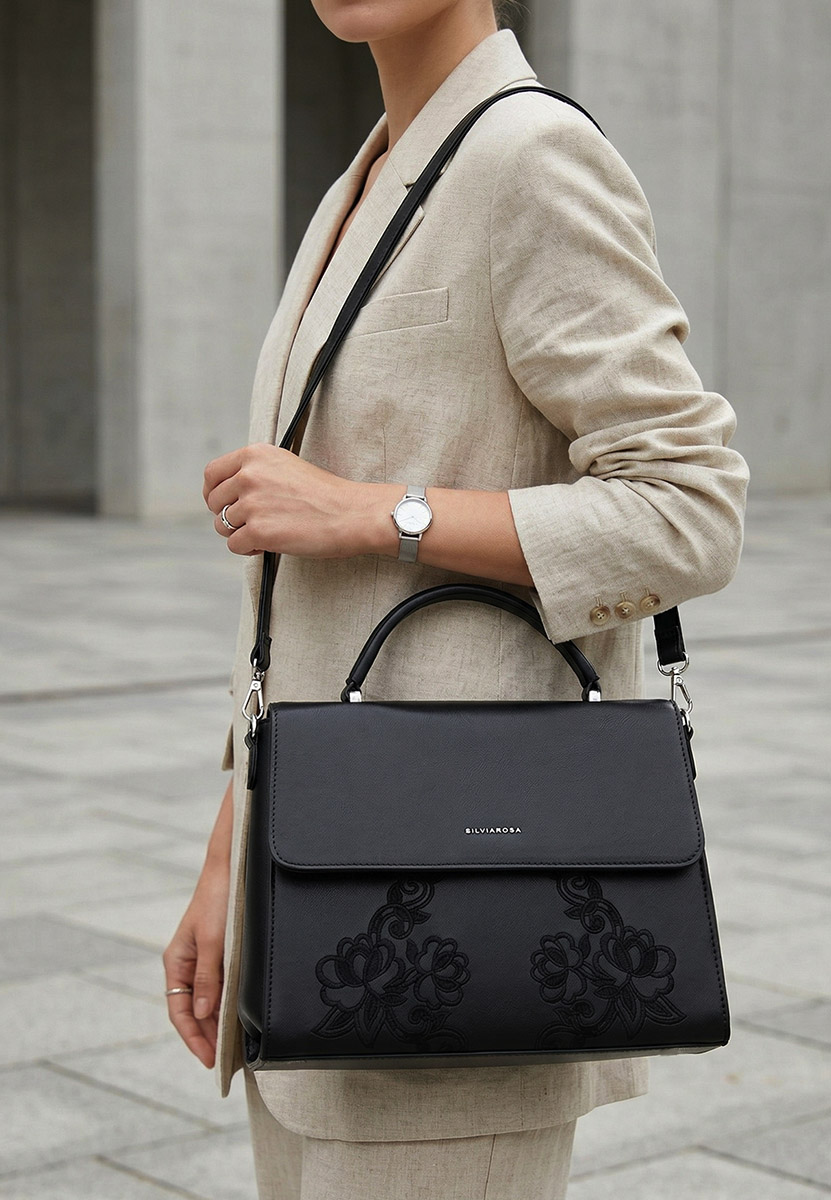 Silvia rosa 5960 fekete kézitáska