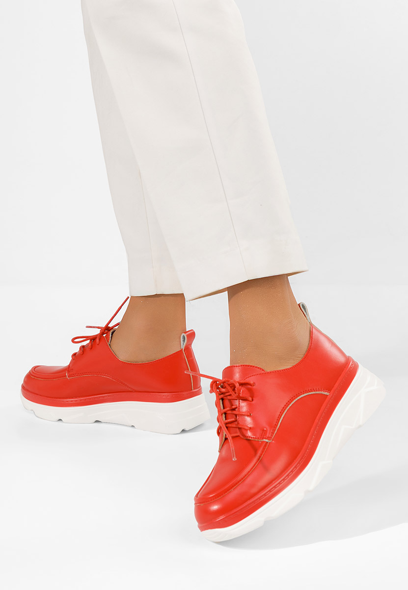 Eleonorai piros női mokaszin fűzős