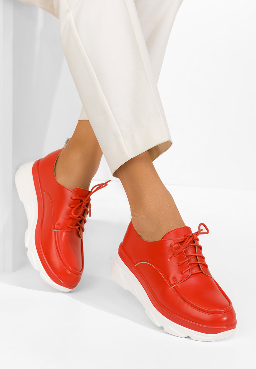 Eleonorai piros női mokaszin fűzős