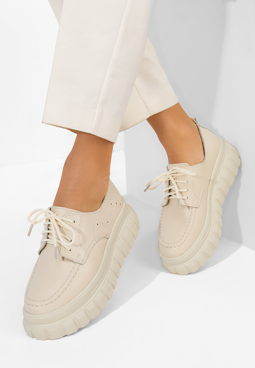 Camya bézs bőr mokaszin