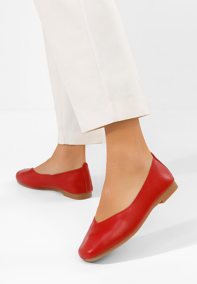 Gabiela piros bőr balerina