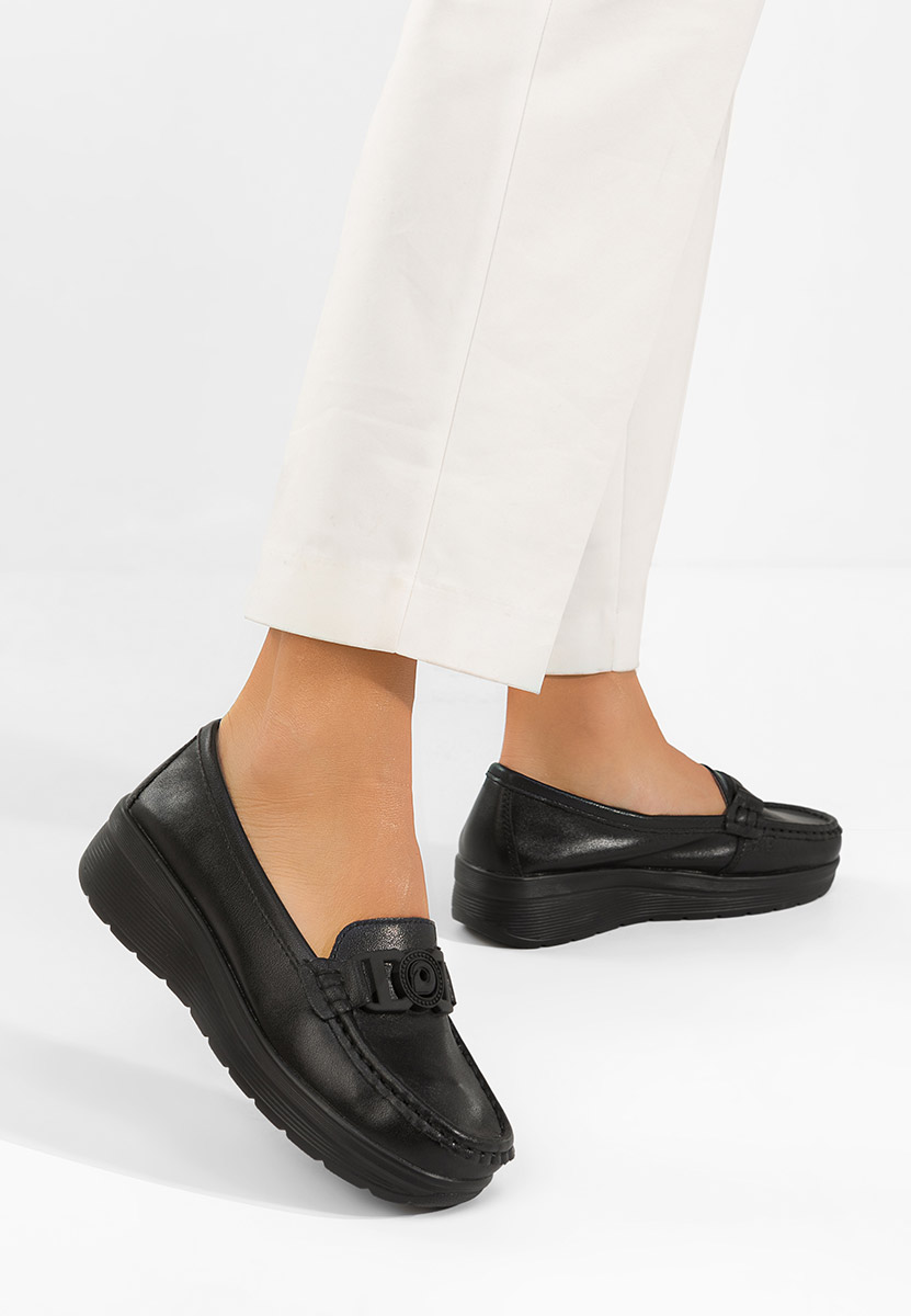 Gabielia fekete bőr mokaszin