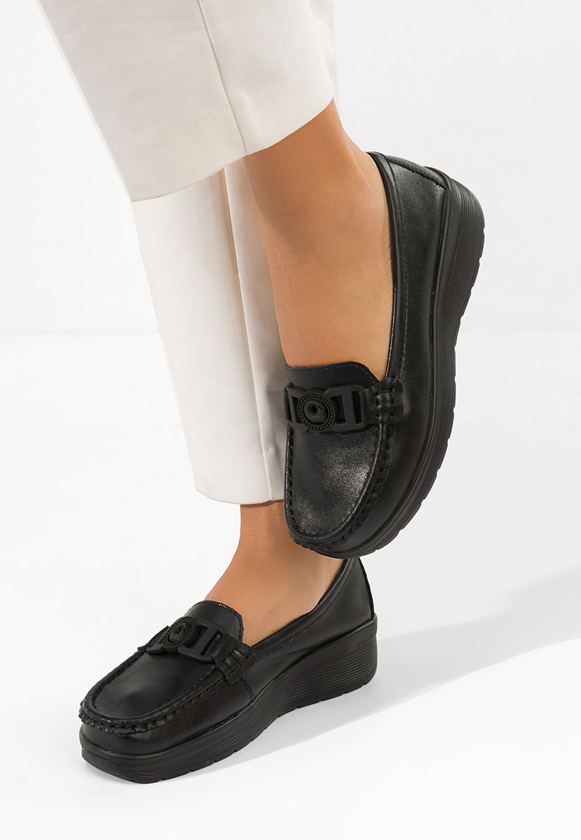 Gabielia fekete bőr mokaszin