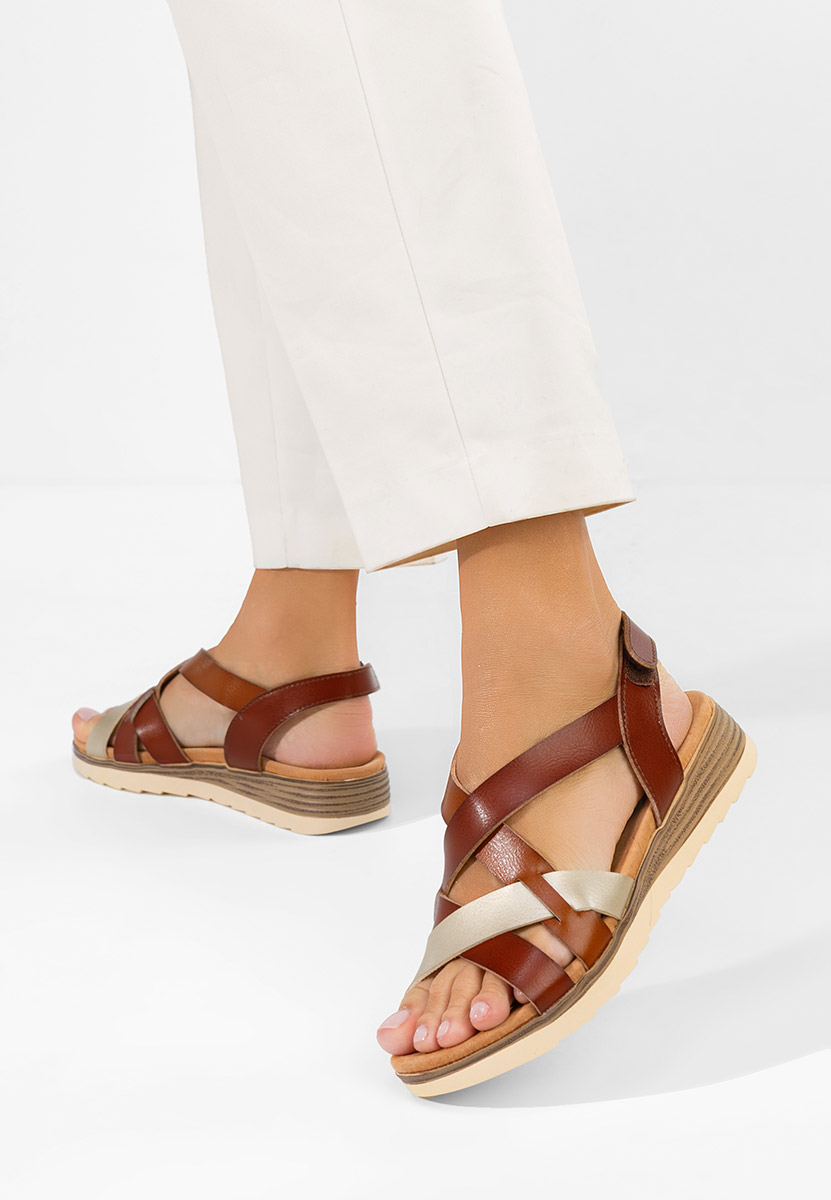 Sidomia camel női bőr szandál