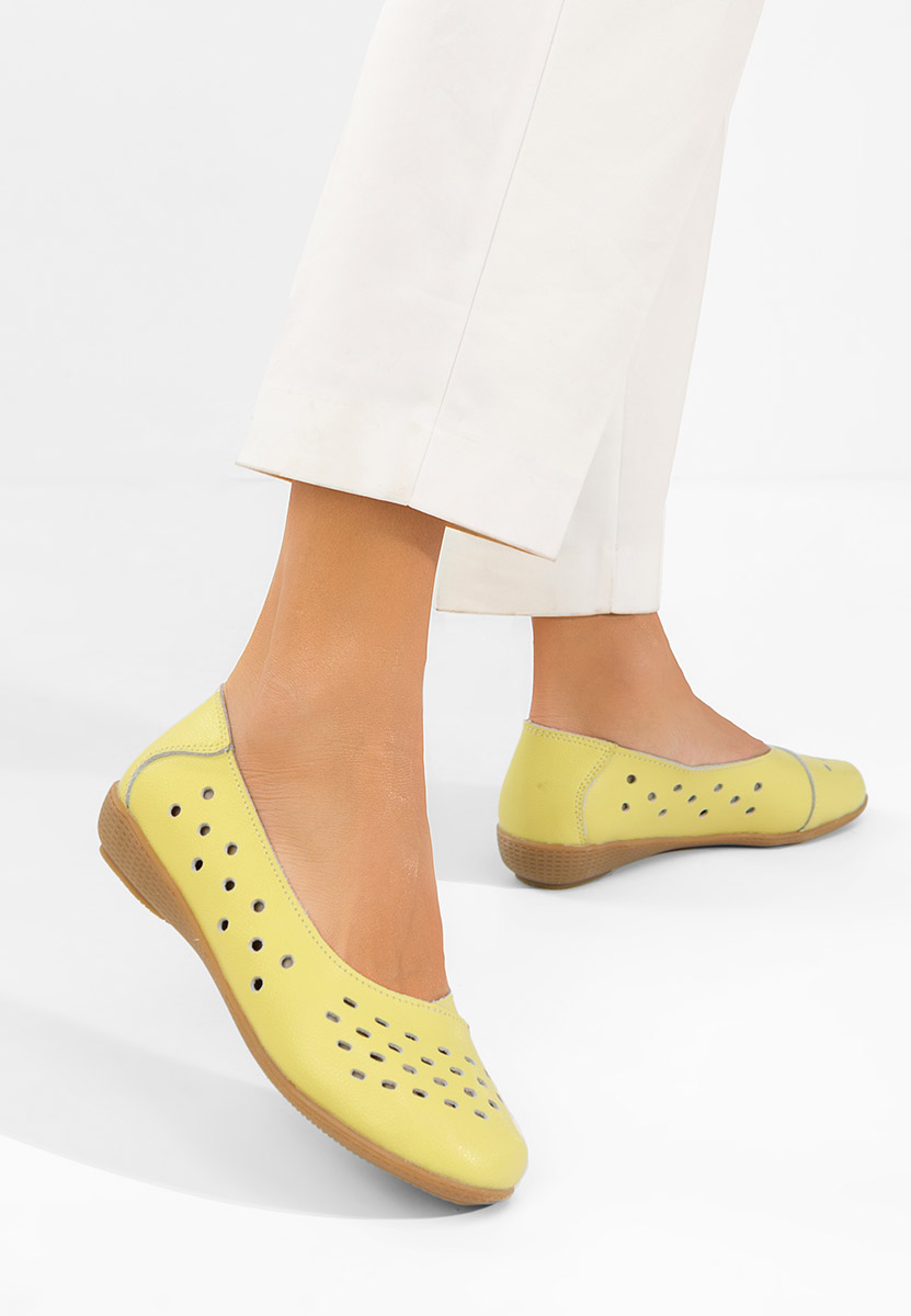 Andeia sárga bőr balerina