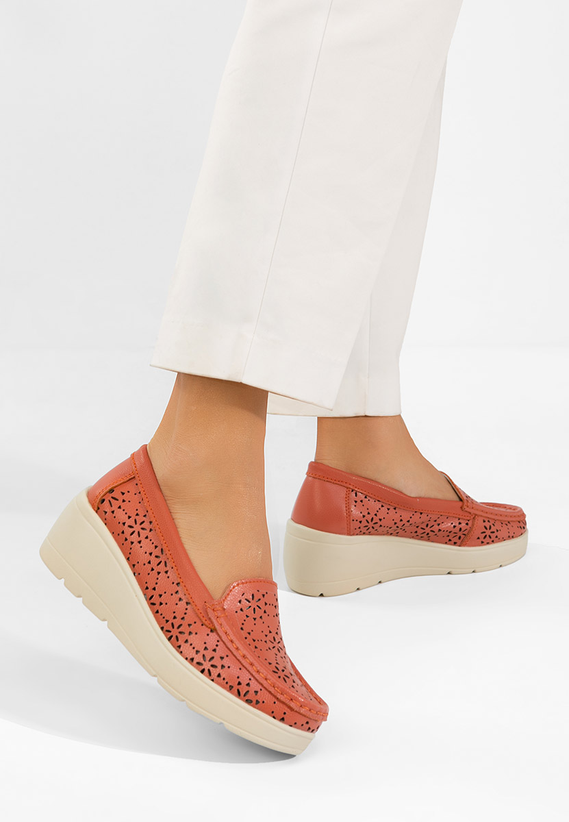 Ysaia narancssárga bőr mokaszin női