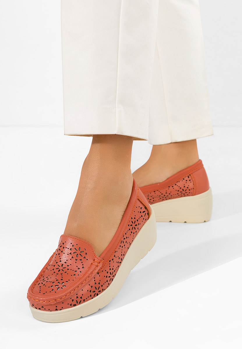 Ysaia narancssárga bőr mokaszin női