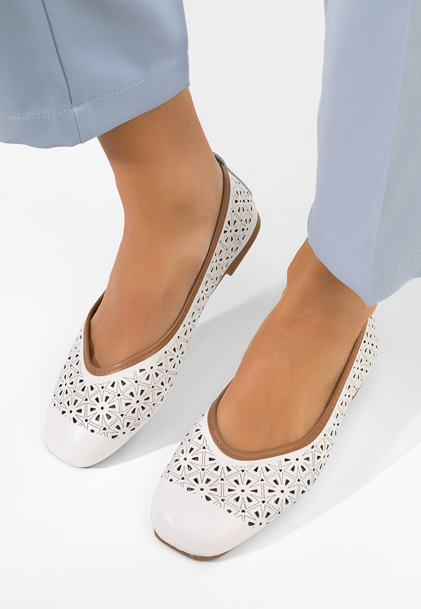 Verioma fehér bőr balerina